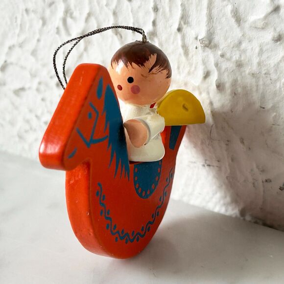 Vintage Steinbach Angel Rocking Horse Wooden Christmas Ornament Made in Germany - Picture 3 of 8